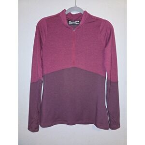 Under Armour Womens ColdGear Fitted 1/4 Zip Burgundy Outdoor Thermal Sports Sz S